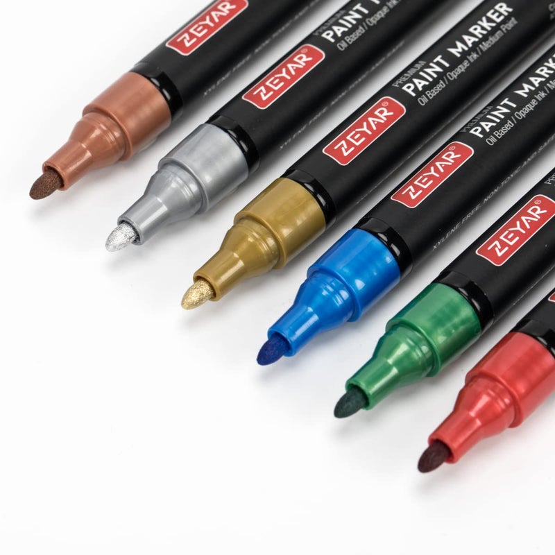 ZEYAR Oil-Based Paint Markers for Rock Painting, Medium Point, Waterproof ink, 18 Colors, AP Certified, Great on Mug, Rock, Glass, Canvas, Metal and more (18 Colors) - Image 2